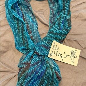 NWT Pre-tied Rosette Joan Crosby Blue & Purple Scarf Made In USA